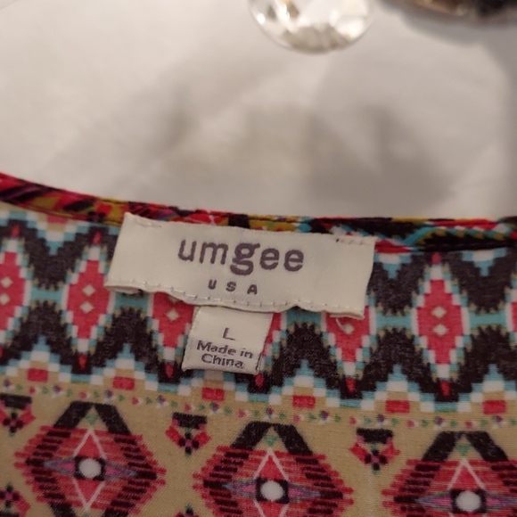 Umgee smock babydoll boho dress with fringed vest - Picture 4 of 8